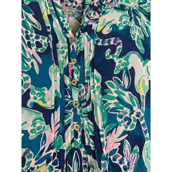 Lilly Pulitzer Harbour Island Tunic Tidal Wave in the Details small - Picture 4 of 6